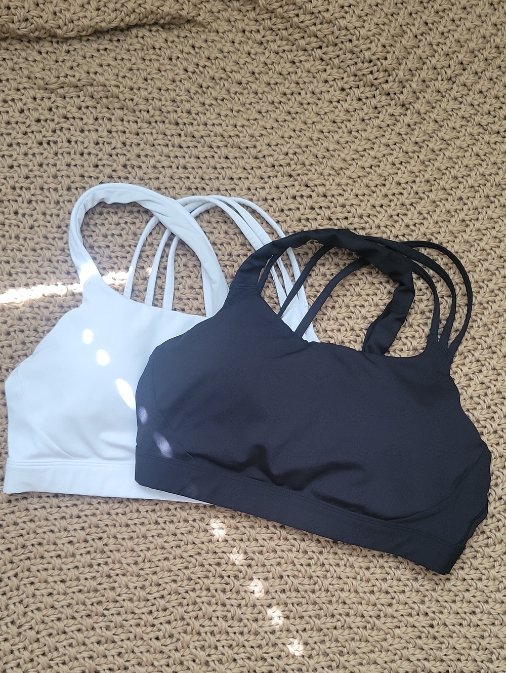 Athleta Bundle Of 2 Train Free Sports Bras Size Medium, Black And White